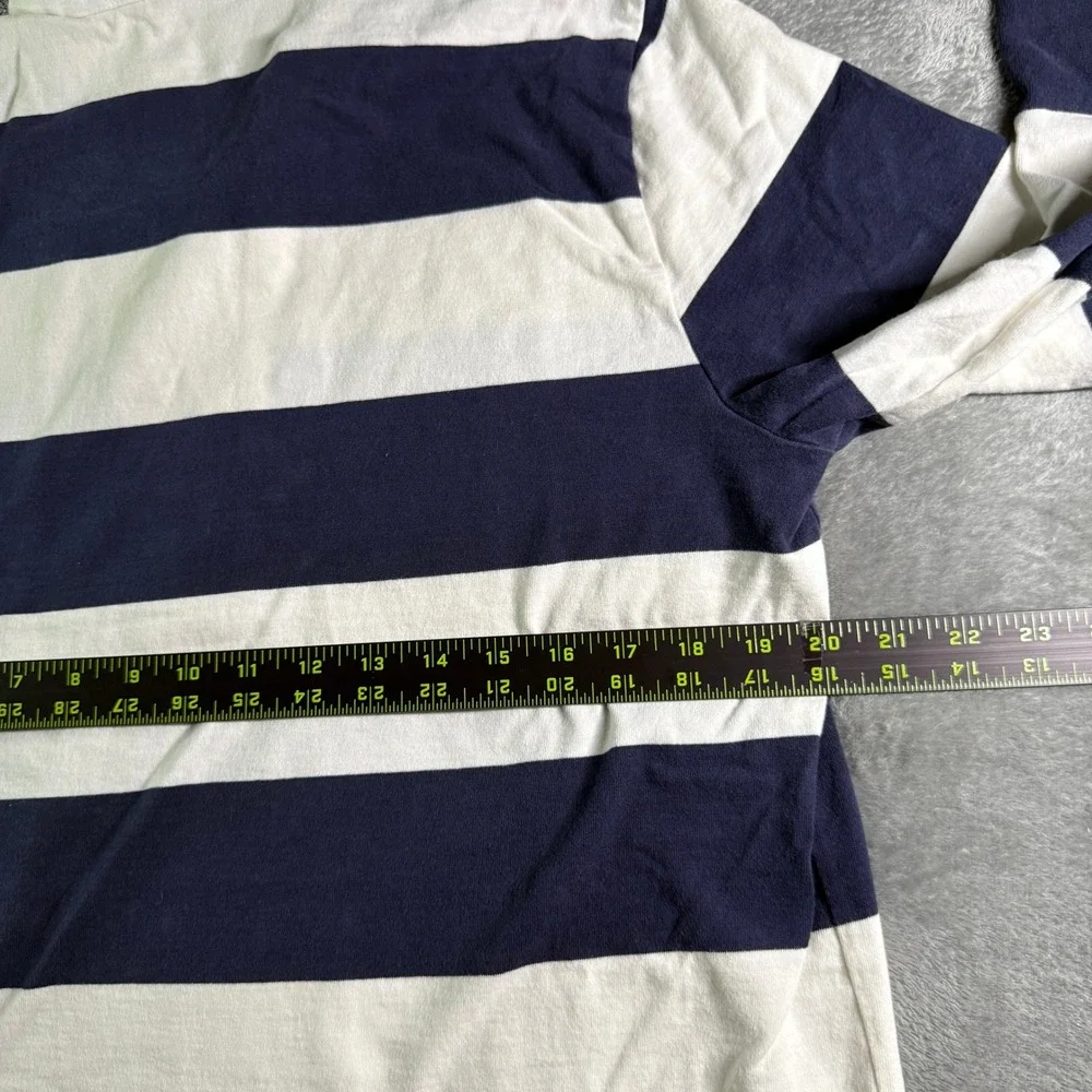 J.Crew Always Striped Long Sleeve Rugby Shirt Mens L Navy White - Picture 7 of 9
